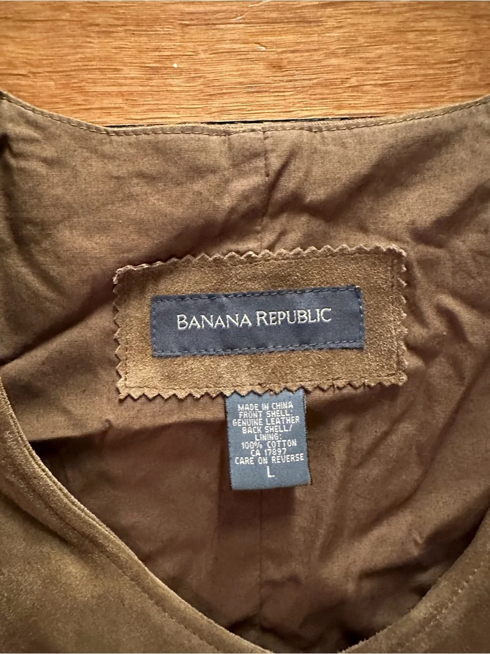 VTG Banana Republic Suede Leather Vest Mens L Button Front Western Cowboy Rodeo